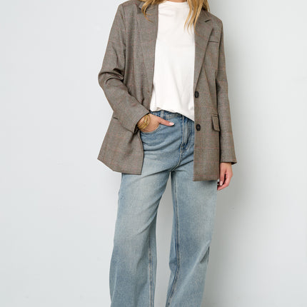 Polyestervezel Vrouwen Suit Set Conservatief Geruit Herfst/Winter