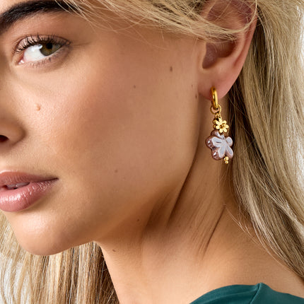 Oorbellen van roestvrij staal met druppelvormige bloem, Daily Daily Simple-serie, damessieraden