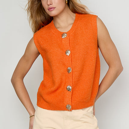 Gebreide Polyestervezel Vrouwen Gebreide Vest Casual Solide Kleur