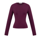 Gebreide Nylon Vrouwen Lange Mouw Top Basis Solide Kleur