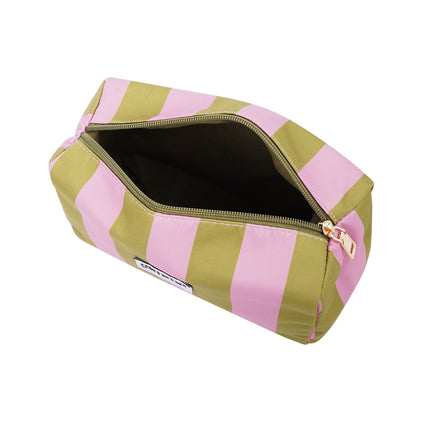 Make-up tas grote strepen - Roze groen