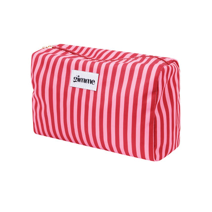 Make-up tas kleine strepen - Roze rood