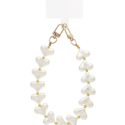 Trendy telefoonkoord met parelhartjes