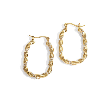 Twisted Sparkle Hoop oorbellen