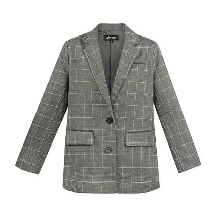 Polyestervezel Vrouwen Suit Set Conservatief Geruit Herfst/Winter