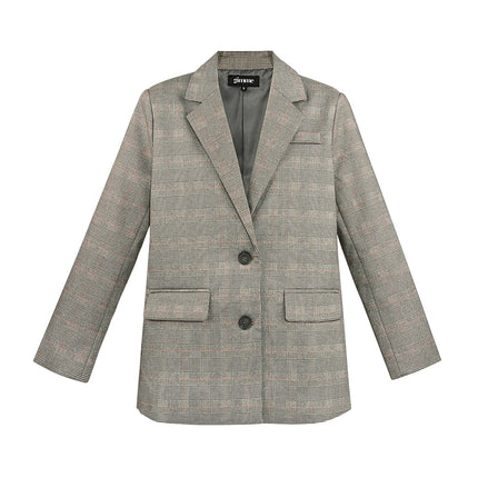 Polyestervezel Vrouwen Suit Set Conservatief Geruit Herfst/Winter