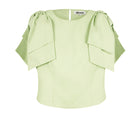 Polyester Vrouwen Korte Mouw Top Plooimouw Ontwerp