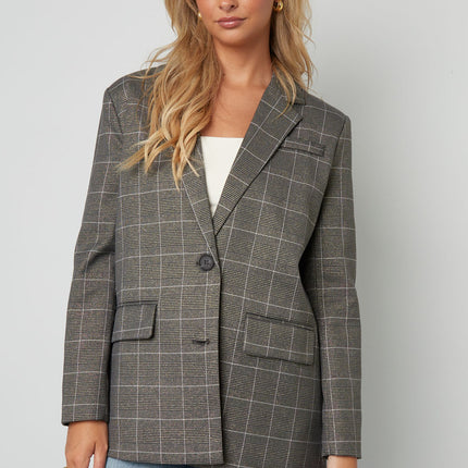 Polyestervezel Vrouwen Suit Set Conservatief Geruit Herfst/Winter