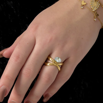 Roestvrijstalen edelsteenringen, eenvoudige, dagelijkse, eenvoudige serie, damessieraden