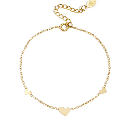 Klassieke armband met hartjes - roestvrij staal