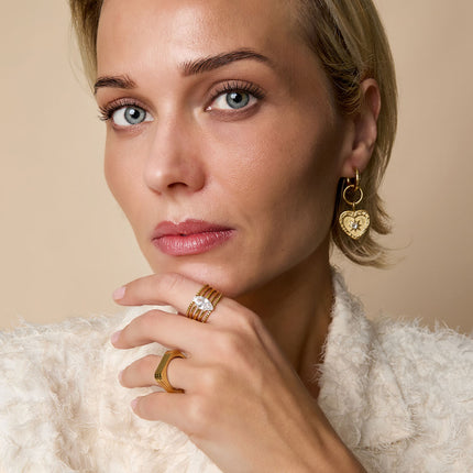 Edelsteenringen van roestvrij staal, casual, dagelijks, eenvoudig, damessieraden