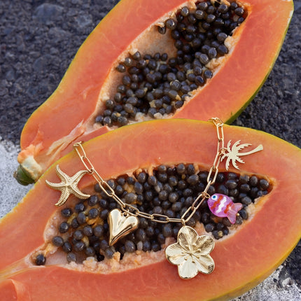 Armbanden met bedeltjes van roestvrij staal, hartje, casual, vakantie/strand, eenvoudige serie, dames sieraden