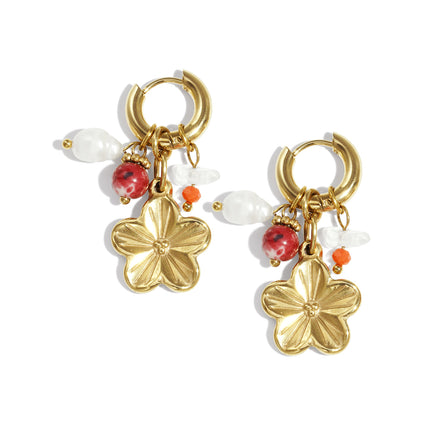 Oorbellen van roestvrij staal met bloemenmotief, casual, dagelijks, eenvoudig, serie, damessieraden