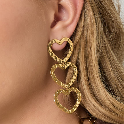 Oorbellen van roestvrij staal met hartjes, casual, dagelijks, eenvoudig, serie, damessieraden