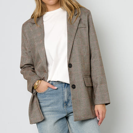 Polyestervezel Vrouwen Suit Set Conservatief Geruit Herfst/Winter