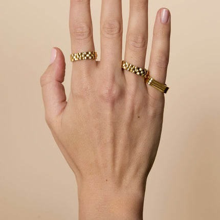 Roestvrijstalen minimalistische ringen rechthoek Eenvoudig dagelijks Eenvoudig serie Dames sieraden