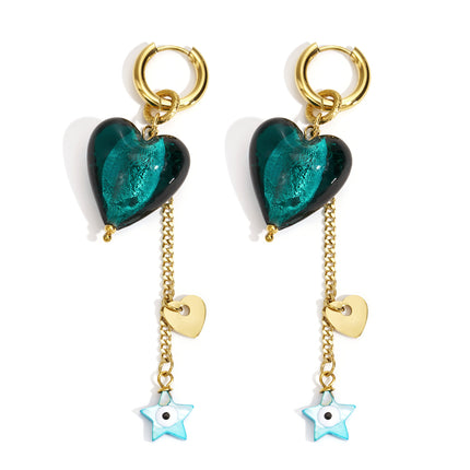 Oorbellen van roestvrij staal met hartjes, casual, dagelijks, eenvoudig, serie, damessieraden