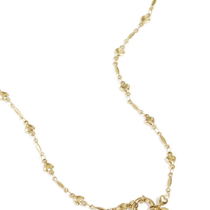 Afneembare 2-in-1 ketting met hartvormige schakels, gemaakt van roestvrij staal en voorzien van een bijpassende armband.