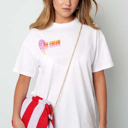 Gestreepte strandclutch