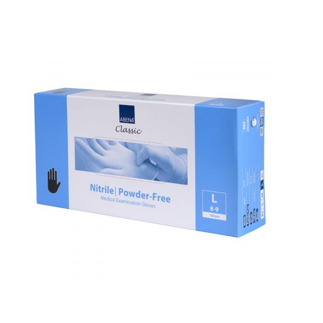 Abena Nitril-Handschoenen Classic poedervrij Maat L zwart 100st