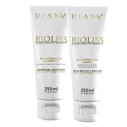 Bioliss Home Care Set – Shampoo + Mask for aftercare after bioplastia, nanoplastia &amp; keratin straightening – 2 × 250 ml
