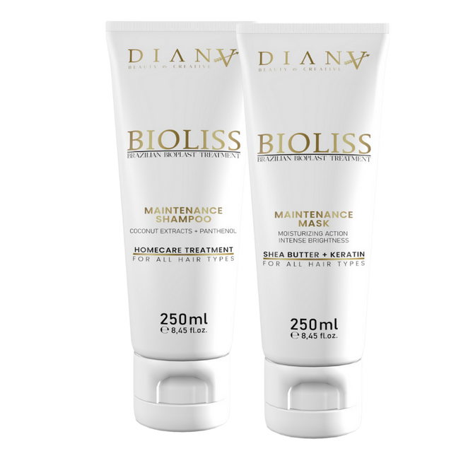 Bioliss Home Care Set – Shampoo + Mask for aftercare after bioplastia, nanoplastia &amp; keratin straightening – 2 × 250 ml