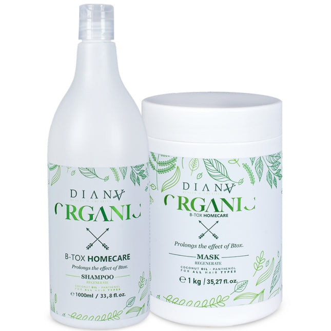 Organic Hair Botox Home Care Set – Shampoo + Mask for natural care and long-lasting smoothness – 2 × 1000 ml