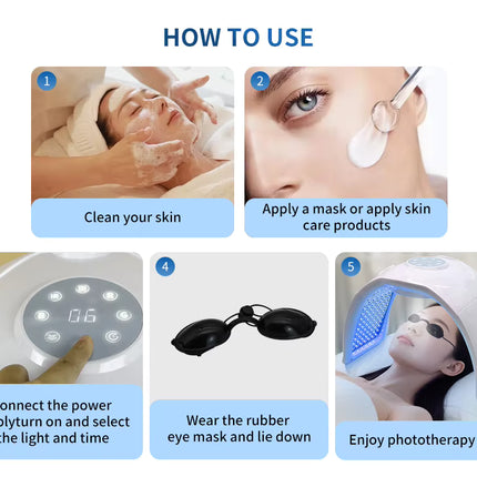 Farbige LED-Gesichts- und Körper-PDT-Maske + Kalt-Nano-Spray