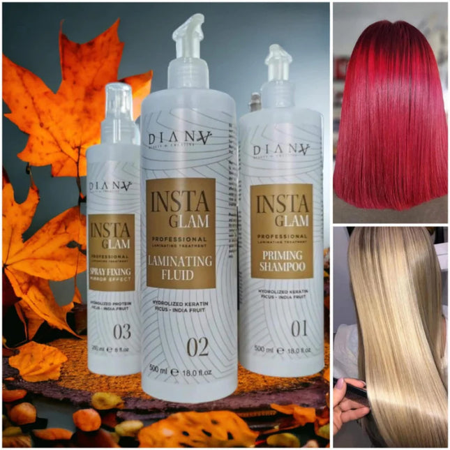 InstaGLam Mirror Gloss System – 3-Step Brazilian Laminering Behandeling 3×500ml