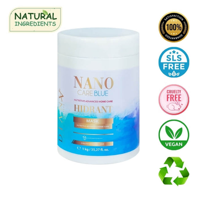 NanoBlue Home Care Hair Mask 1000 g – with violet pigment, coconut oil &amp; hyaluronic acid