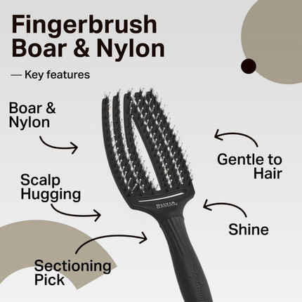 Olivia Garden Fingerbrush Combo Zwart Medium