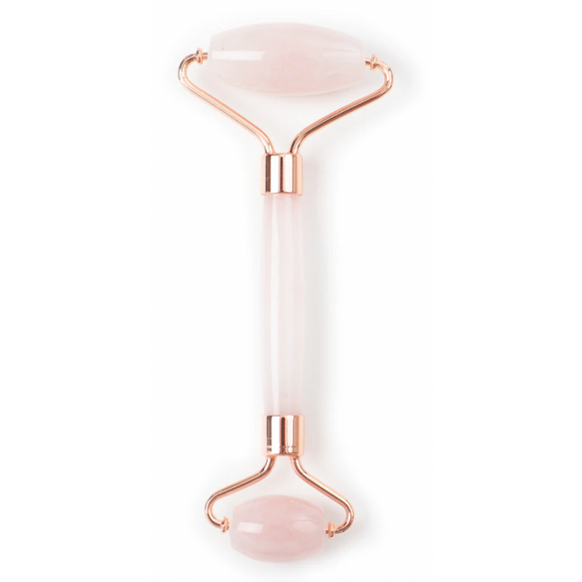 Oolaboo Rose Quartz Beauty Roller in Luxury Black Pouch 8x20cm