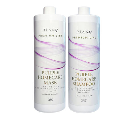 Premium Line Purple Home Care Set – Shampoo + Haarmasker met paars pigment, collageen & keratine – 1000ml