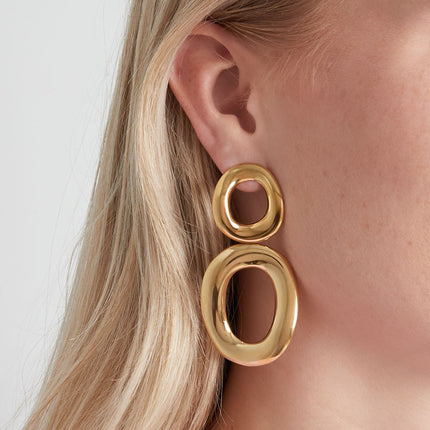 Oorbellen van roestvrij staal, cirkelvormig, casual, dagelijks, eenvoudig, serie, damessieraden