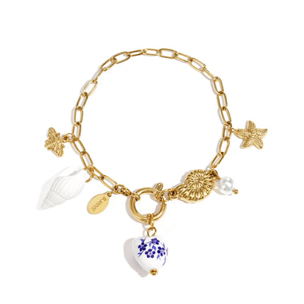 Armbanden met bedel van roestvrij staal, zeester, casual, dagelijks, eenvoudig, serie, damessieraden