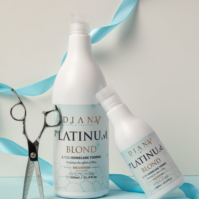 Shampooing soin à domicile Platinum Hair Botox – Shampooing hydratant aux pigments violets pour cheveux blonds froids – 1000 ml