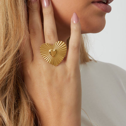 Roestvrijstalen statementringen Hart Casual Dagelijks Eenvoudig Serie Damessieraden