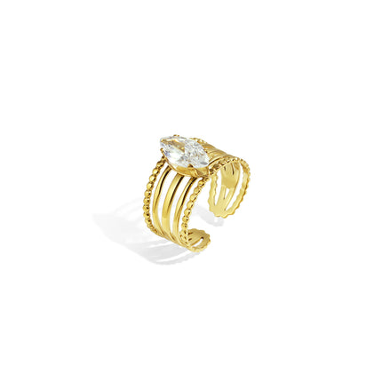 Edelsteenringen van roestvrij staal, casual, dagelijks, eenvoudig, damessieraden