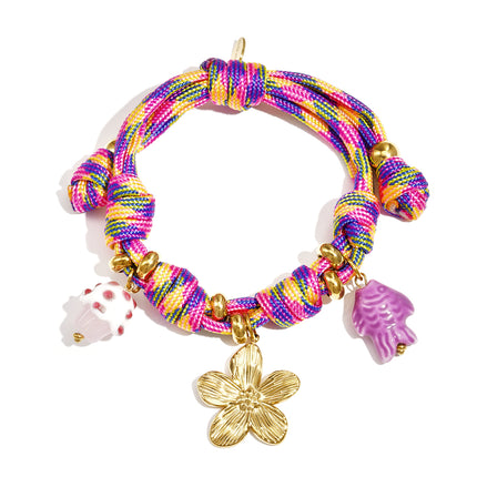 Armbanden met touwbedeltjes, bloemen, casual, dagelijkse, romantische serie, damessieraden