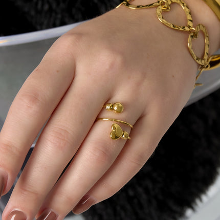Roestvrijstalen minimalistische ringen Hart Casual Dagelijks Eenvoudig Serie Dames sieraden