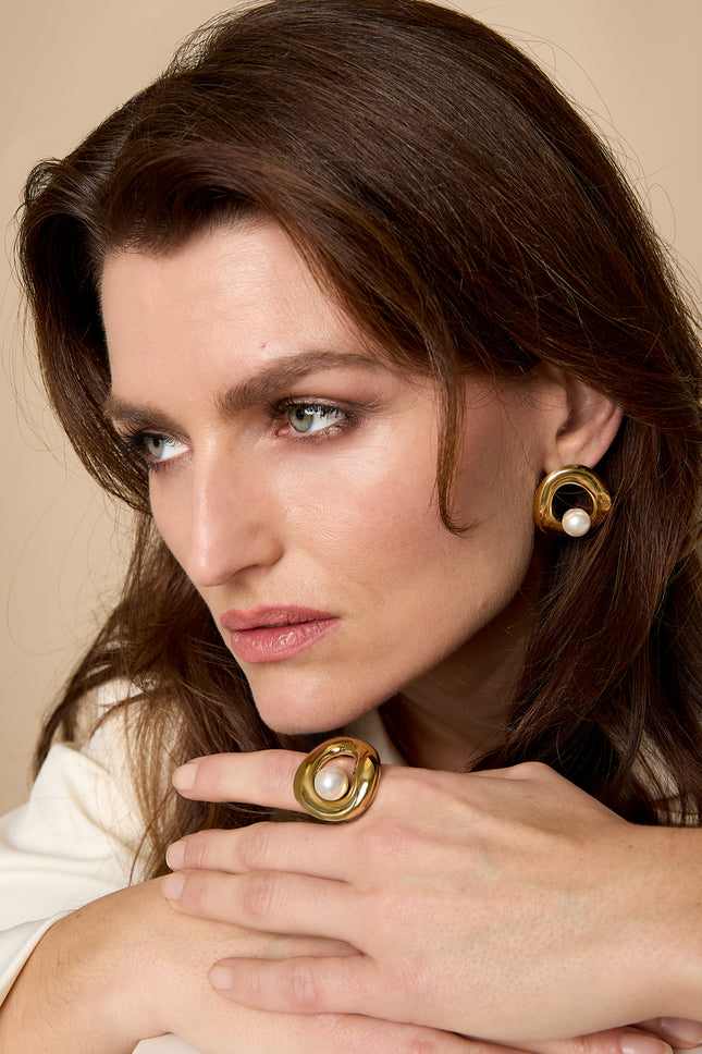 Opvallende ringen van roestvrij staal, ronde, casual, alledaagse, eenvoudige serie, damessieraden