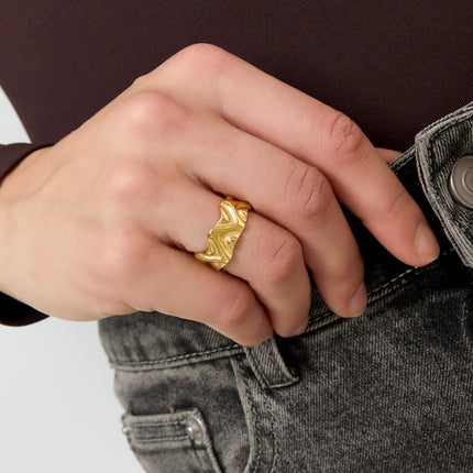 Roestvrijstalen minimalistische ringen onregelmatige vorm Casual Dagelijks Eenvoudig Serie Dames sieraden