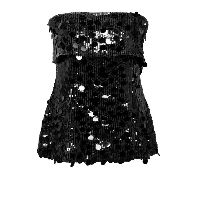 Geweven Polyestervezel Vrouwen Mouwloze Top Pailletten Elegante