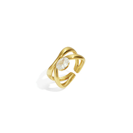 Roestvrijstalen edelsteenringen, eenvoudige, dagelijkse, eenvoudige serie, damessieraden