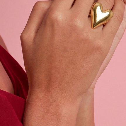 Statement ring met groot hart