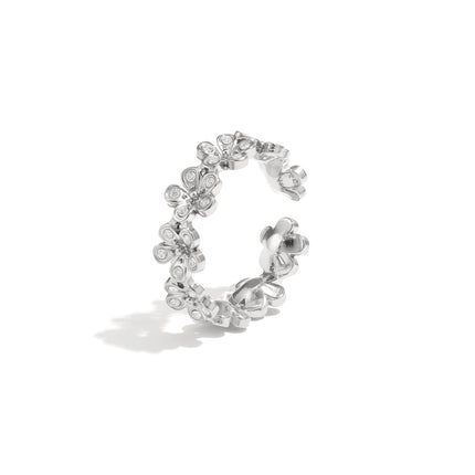 Roestvrijstalen minimalistische ringen met bloemen, casual, dagelijks, eenvoudig, serie, damessieraden