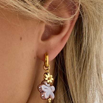 Oorbellen van roestvrij staal met druppelvormige bloem, Daily Daily Simple-serie, damessieraden