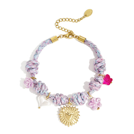 Armbanden met touwbedeltjes, hartjes, zoete, romantische serie voor dagelijks gebruik, damessieraden