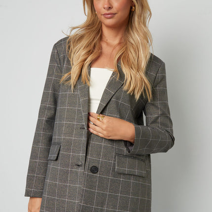 Polyestervezel Vrouwen Suit Set Conservatief Geruit Herfst/Winter