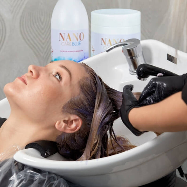 NanoBlue Home Care Set – Shampoo + Masker 1000 ml met violet pigment & hyaluronzuur